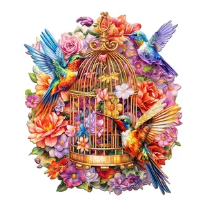 Garden Symphony Wooden Jigsaw Puzzle for Adults and Kids Unique Shape Animal Wood Puzzles Challenging Puzzle, Family Game Creative Gifts，Laser-Cut Durable HDF Wood Puzzle