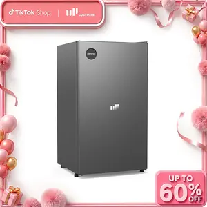 Upstreman mini fridges 3.2 Cu.Ft Sleek Stainless Steel Mini Fridge Energy Star Certified Adjustable Temperature Thermostat Reversible Door Compact pink Refrigerator Office Bedroom or Dorm CR32 College Outdoor drink fridge skincare fridge beverage cooler t