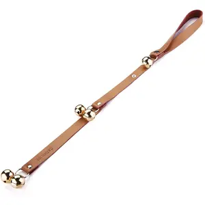 Leather Dog Doorbells for Door Knob Adjustable Brass Potty Training Bells for Puppy to Go Outside Easy Dog Door Bell for Potty Training