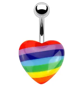 Rainbow Heart Belly Button Ring