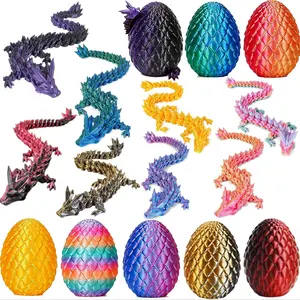 Easter Egg with Dragon Inside, 3D Printed Surprise Fun Kids Gift, Adult Joint Dragon Toy, Office Desk Toy, Office Decoration