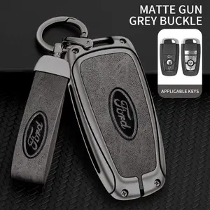 Genuine Leather Car Key Cover for Ford Fusion Edge Mustang Explorer Expedition Bronco Ecosport Ranger F150 F250 F350 F450 F550