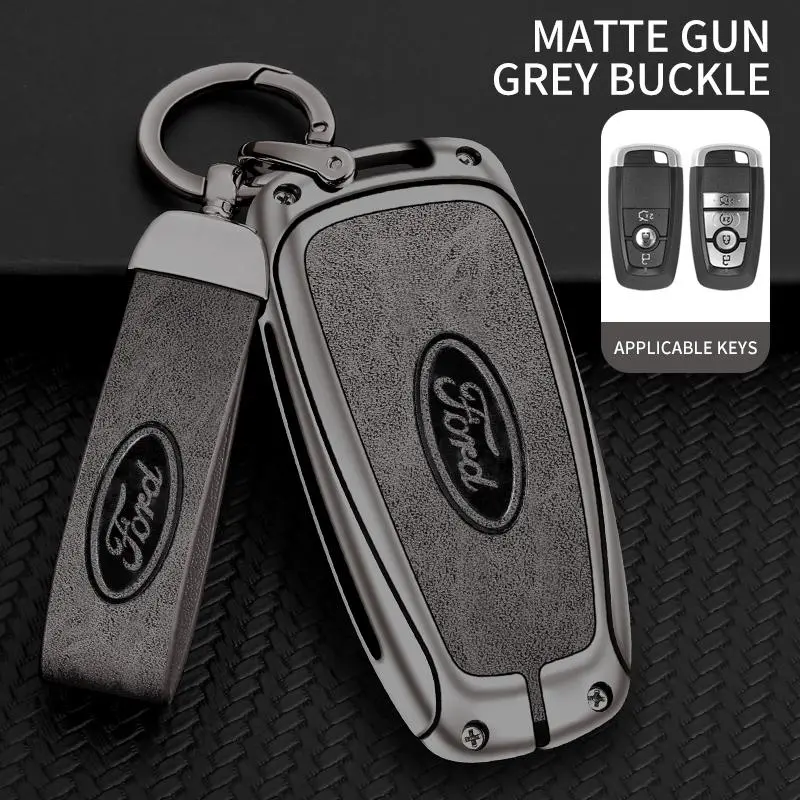 Genuine Leather Car Key Cover for Ford Fusion Edge Mustang Explorer Expedition Bronco Ecosport Ranger F150 F250 F350 F450 F550