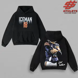 Retro Caleb Williams Iceman 18 Oversized Heavyweight Wash Tee Cotton Hoodie Sweat Tee (Made In US), Vintage 90s Y2K Streetwear Game Day Outfit, Iceman Nation Graphic Shirt, Gift For Football Fans & Gift For Him and Her.