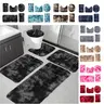 5pcs Bathroom Rugs Combo Set - Bathroom Accessory with Rectangle Toilet Cover, U-Shaped Contour Mat, Synthetic Water Absorbent Bathmat, Slip-Safe Footing, Washable Rug, Easy Daily Care for Bathtub/Shower (Black)