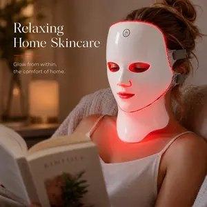 Red Light Therapy for Face- LED Light Therapy Mask Skin Care Mask,Cordless LED Face Mask face & Neck Red & Infrared Lights Masks Wavelength,USB  Rechargeable for Home Use Working Travel Yoga