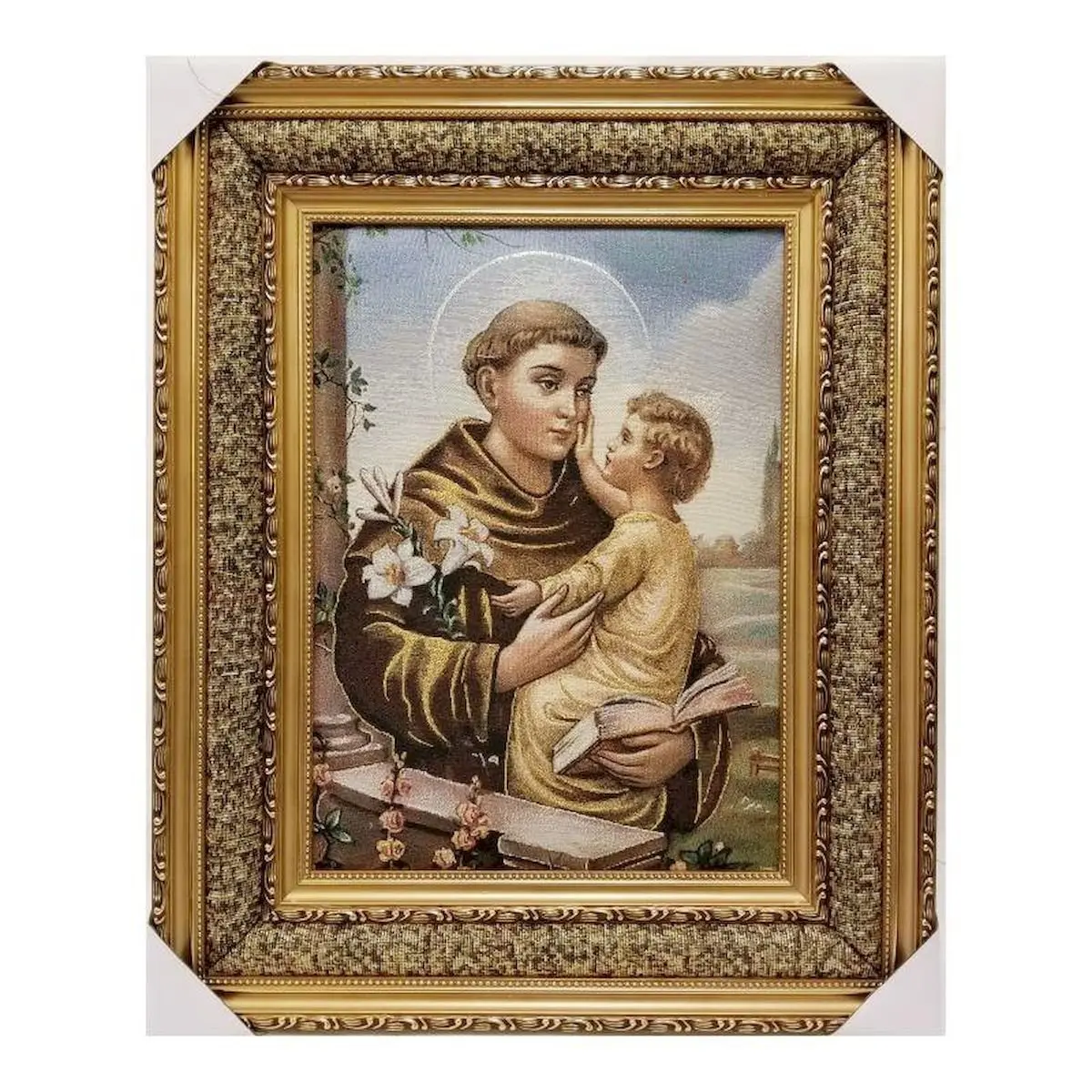 212 MAIN Saint Anthony Framed Print Fabric Tapestry - 3lbs Home Wall Decoration, Unique Artistic Room Accent, Stylish Home Decor Room Accessories