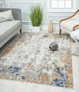 Rugs America RA30135 2 ft. 6 in. x 8 ft. Preston PS25A Speckled Ochre Transitional Vintage Gray Area Rug