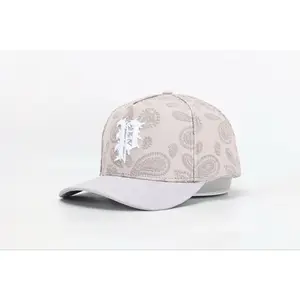 PRESSI New Underdog Suede Hat with Paisley Embroidery & Gothic "P" Stamp Grey Brim Cap for Subtle Yet Impactful Design Elements