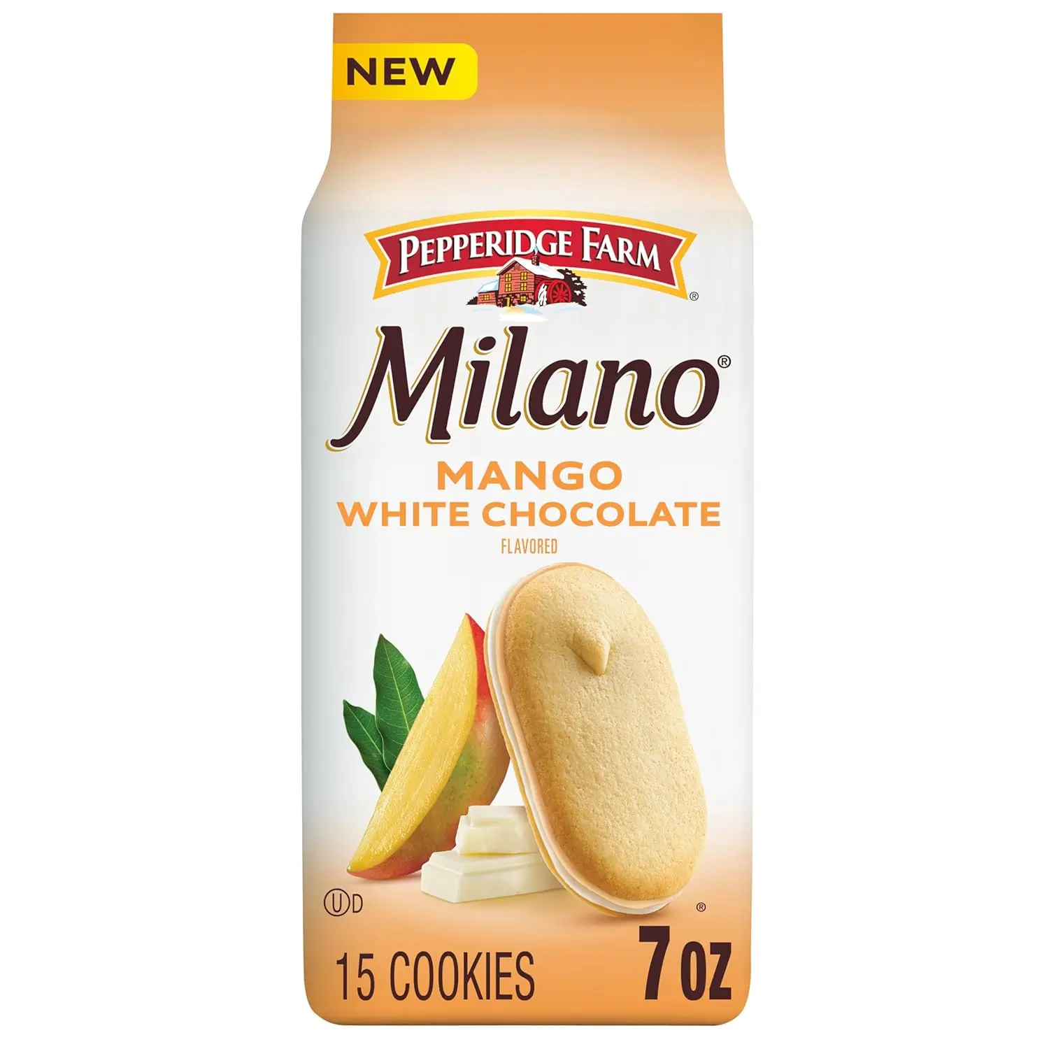 Pepperidge Farm Milano White Chocolate Mango Flavored Cookies, 7 Oz Bag
