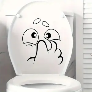 Pinch The Nose Pattern Toilet Lid Sticker, 1 Count Self Adhesive Toilet Sticker, Waterproof Durable Toilet Decal, Bathroom Decor Supplies, Bathroom Decorations, Bathroom Accessory