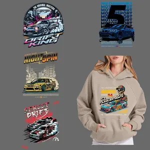 Car Themed DIY Iron-on Transfers, 6 Counts/set Washable Heat Transfer Designs, Ready Press Decals for Clothing, T-shirts, Masks, Jeans, Backpacks