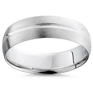 Channel Brushed Wedding Band 950 Platinum