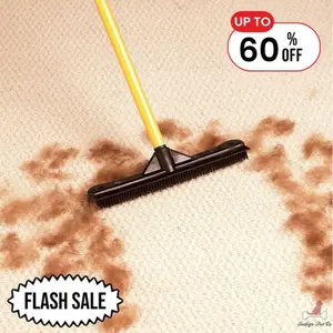 Pet Hair Removal Broom-Extend To 5FT, Original Pet Hair Rubber Broom with Squeegee, with 58" Telescopic Handle for Carpet, Tile and Hardwood Dog