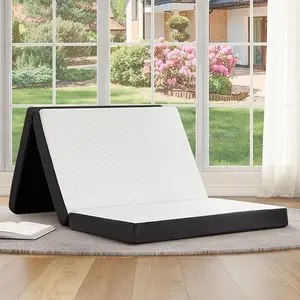 Tri-Fold Memory Foam Mattress, 4 inch Twin Folding Mattress with Washable Cover, Foldable Mattress Portable for RV Camping, Guest Mat, Easy Storage