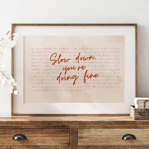 Retro Slow Down You’re Doing Fine Print, Lyrics Vienna Poster, Vintage Aesthetic Home Decor, Hand written Daily Reminders Decor