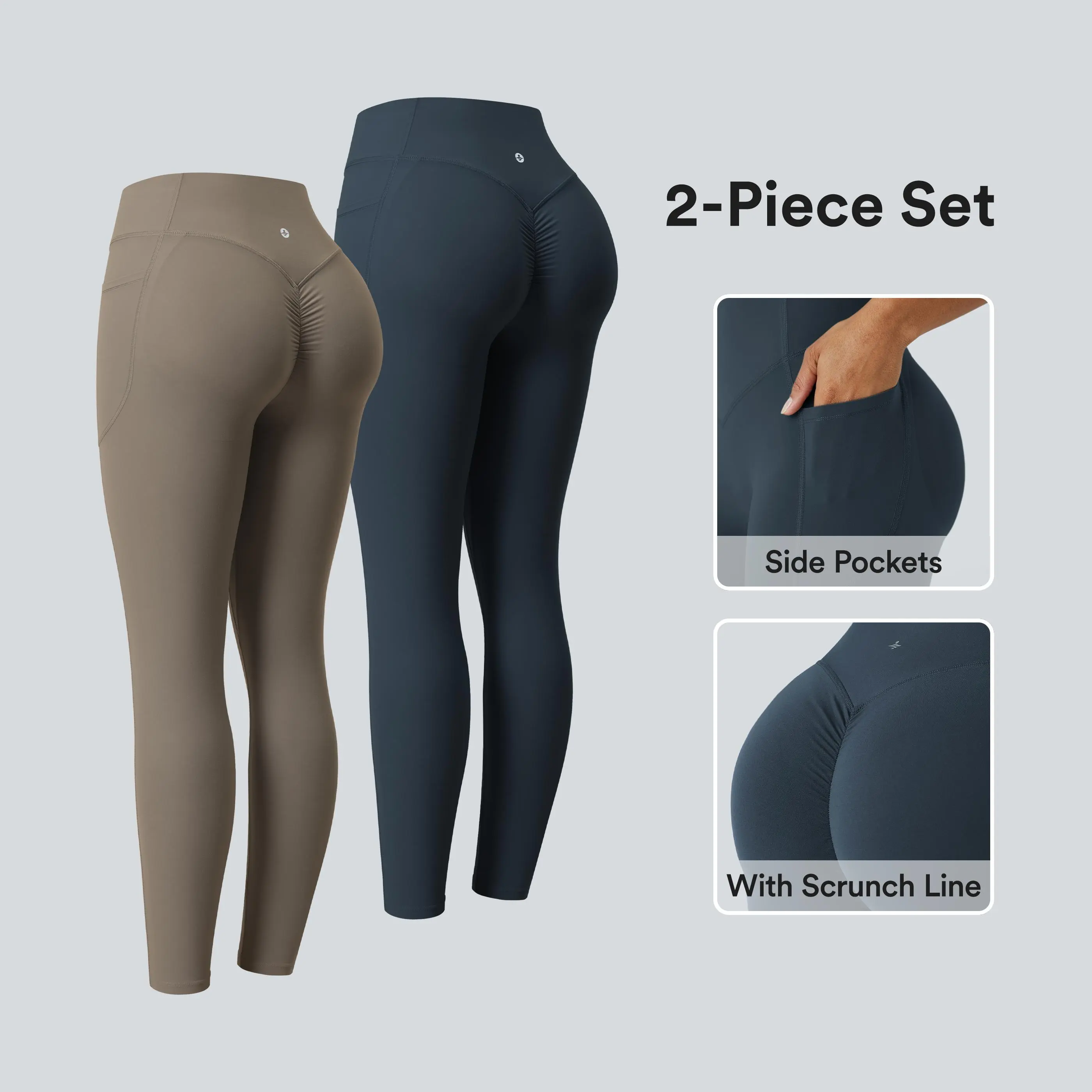 Halara 2-Piece Women's High Waisted Scrunch Butt Lifting Tummy Control Side Pocket Shaping Training Leggings set    #BackToSchool