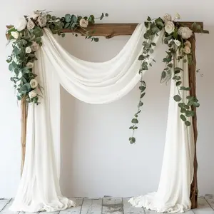 Ivory Sheer Wedding Arch Draping Fabric, 28.7in x 20FT, Festive Backdrop for Wedding Ceremonies, Birthday Party Decorations
