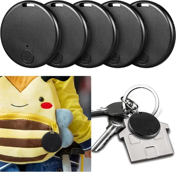 Slim Bluetooth Tracker (38mm) Waterproof Key Finder for iPhone/Android Frienda 5 Pieces Key Finder Item Locator with 5 Pieces Keychains Bluetooth Tracker Anti Lost Alarm Reminder Selfie Shutter Control Pets Keychain for Smartphone