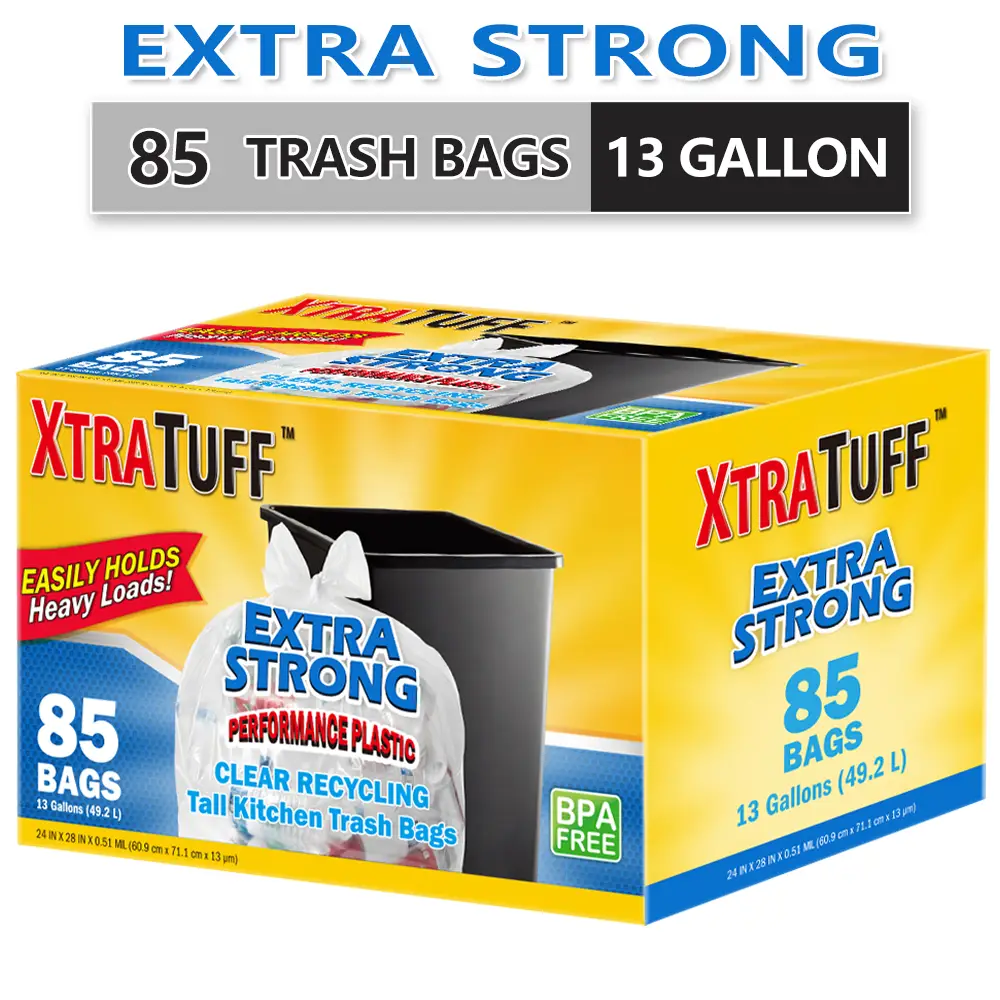 85 Bags 13 Gallon 1 Box Expandable Heavy-Duty Plastic Multipurpose Disposable Garbage Bags-Super Strong, Leak-Resistant Trash bag, And Odor-Proof For