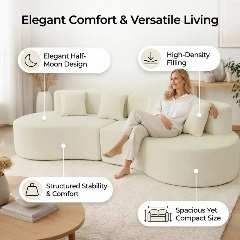 Modern Curved Couch High Density Elastic Filling Anti-Sag Deformation Resistant