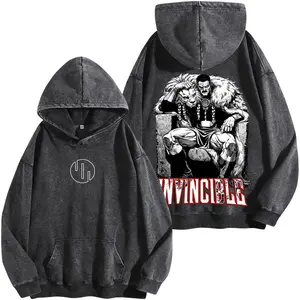 Thragg Invincible Graphic Washed Hoodie, Viltrumite King Comic Tee, Oversized Superhero Streetwear Shirt, Vintage Fan Apparel