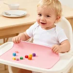 Children Food Grade Soft Silicone Mat, Baby Feeding Table Pad, Infant Toddler Training Mat, Non-Slip Insulated Waterproof Oilproof