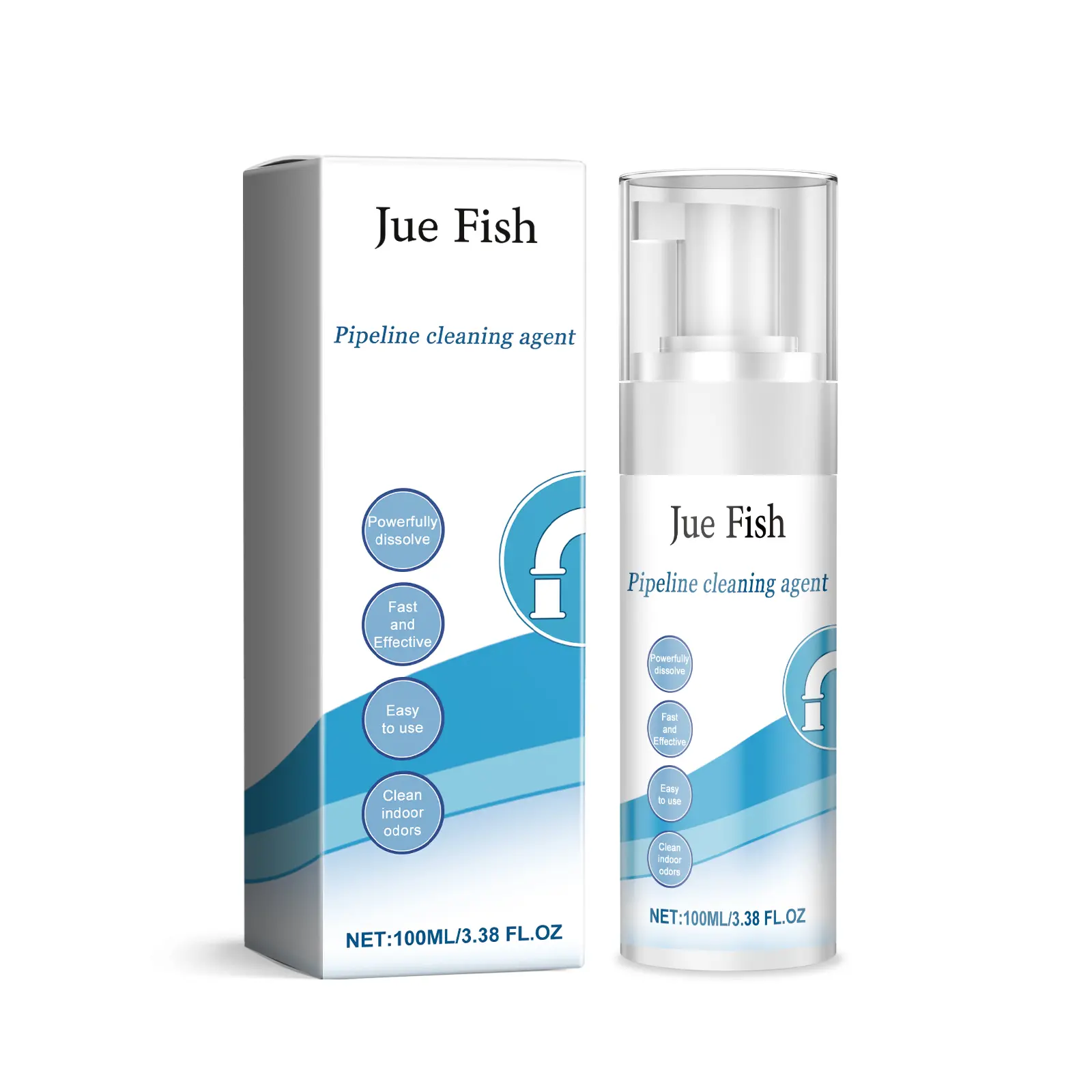 Jue-Fish Pipe Cleaning Foam Spray - Spray Drain Openers for Household Kitchen, Bathroom Strong Pipe Unclogging and Maintenance