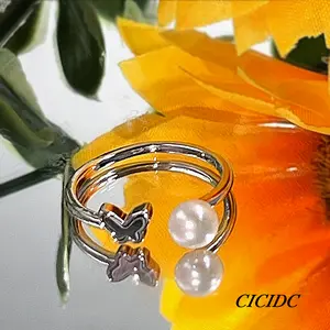 Natural Freshwater Pearl Ring With Heart Design Simple And Generous For Daily Wear Adjustable Vintage natural freshwater