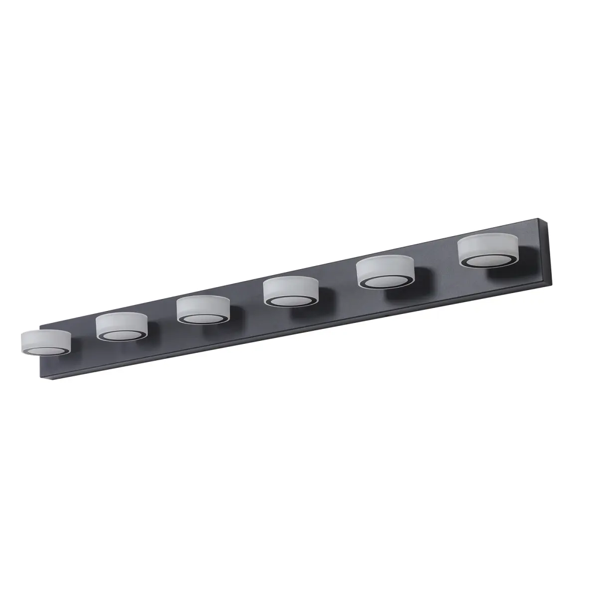 45-In Black Modern 6-Light 36W LED Vanity Light - Metal Vanity Setup Fixture, Frosted Acrylic 360° Rotatable Dimmable Adjustable Wall Mount, High CRI Water Resistant Moisture Proof Anti-Fog Dustproof Bathroom Mirror Cabinet Lighting, 360° Rotate