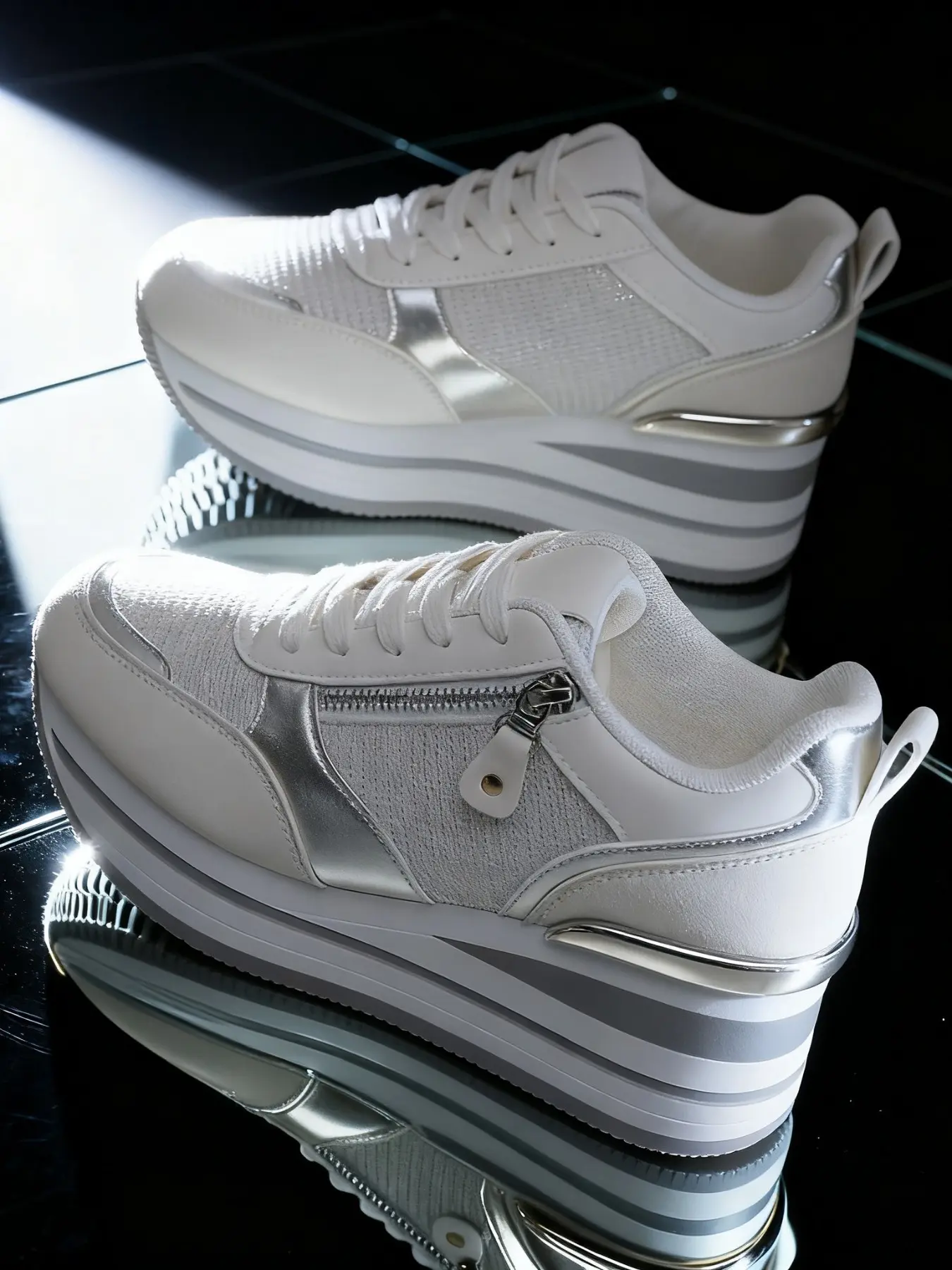 Women's Thick Sole Height Increasing Casual Sports Shoes, Lace-Up Anti-Slip Travel Versatile Walking Sneakers, Comfortable Outdoor Walks, Fashionable Versatile Sneakers