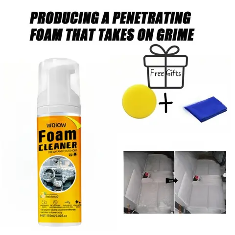 Car Interior Cleaner - Water-Free Foam Kit for Seats Dashboard & Ceiling - Easy Use Auto Interior Cleaning Solution