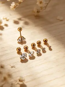 6 Pairs Ball Stud Earrings, Titanium Steel Hypoallergenic, Sparkling Zircon, Comfortable Daily Wear, Perfect Gift for Women