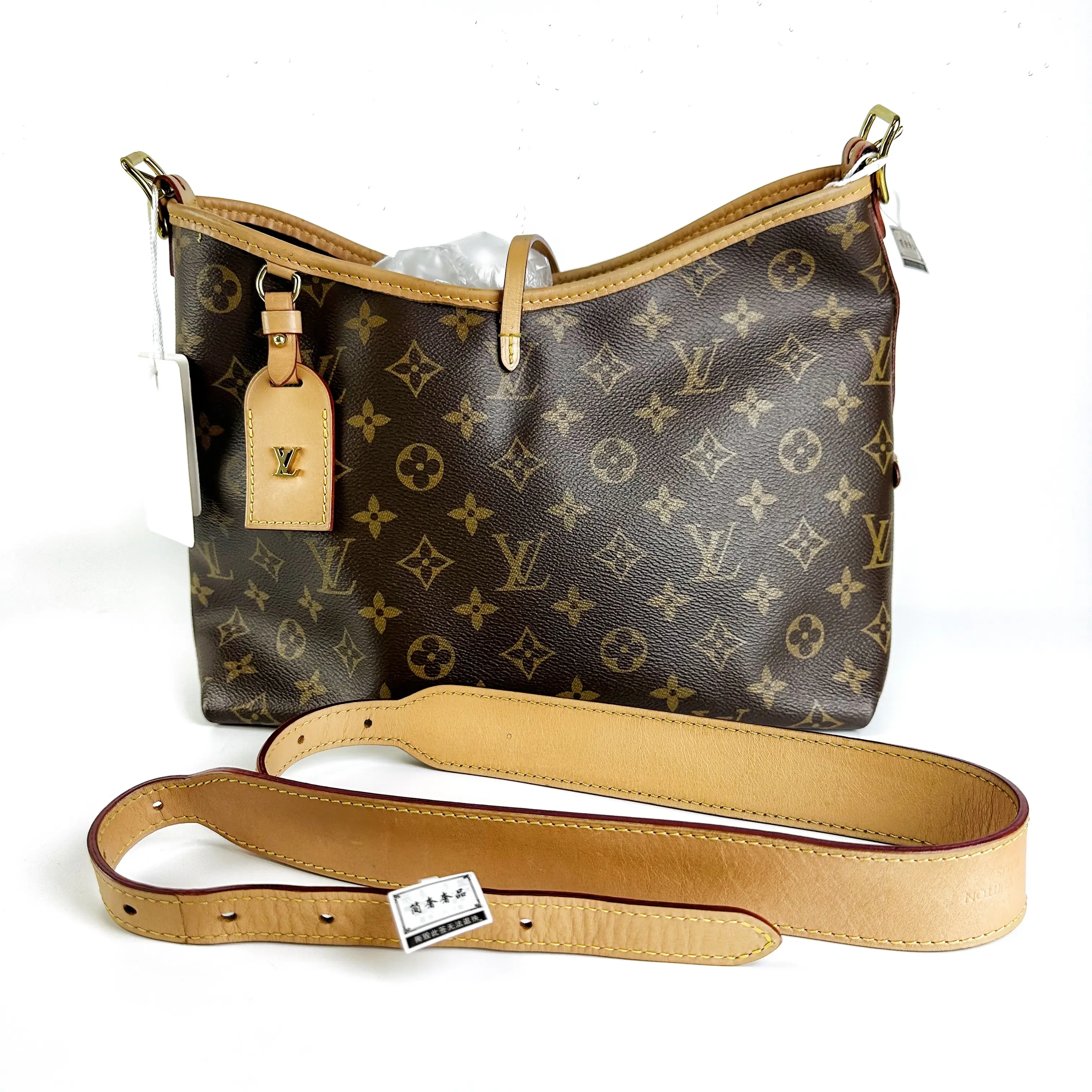Pre-owned Louis Vuitton Medium Monogram Canvas Leather Carryall Hobo Bag, Item #923