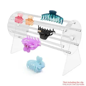 Acrylic Claw Clip Organizer Holder,360-Degree Rotating Claw Clip Holder and Storage,Hair Clip Organizer Display Clear Stand for Women and Girls, Acrylic Shelf