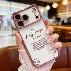 Daily Prayer iPhone Case for iPhone 11 12 13 14 15 16 17 Pro Max Plus – Aesthetic Christian Phone Case, Shockproof Clear Soft TPU Cover for Women Girls,DDSJ-26040404