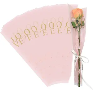 30 count Single Rose Sleeve Bouquet Bags Plastic Single Flower Wrapping Rose Packaging, For Weddings, Birthdays, Anniversaries, Valentine's Day, Mother's Day, Father's Day, Graduations ()