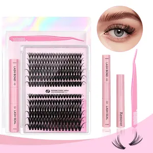 Eyelash Tufts Eyelash Extension Kit 240Pcs,9-17mm Mixed 30D 40D Single Lash Set, Personalized Lash Cluster Assembly Kit, Lash Adhesive and Sealant Tools, Lash Extension Service, Home Lash Patches Tools and False Lash Cluster Assembly Kit