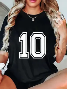 100% Cotton Unisex Number 10 T-Shirt Birthday Varsity Sports Team Jersey T-Shirt