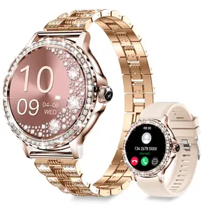 Diamonds Smart Watch for Women (Answer/Make Call), 1.3” Touch Screen with IP68 Waterproof Smartwatch for Android/iPhone, Pedometer with 100+ Fitness Activity/Heart Rate/SpO2