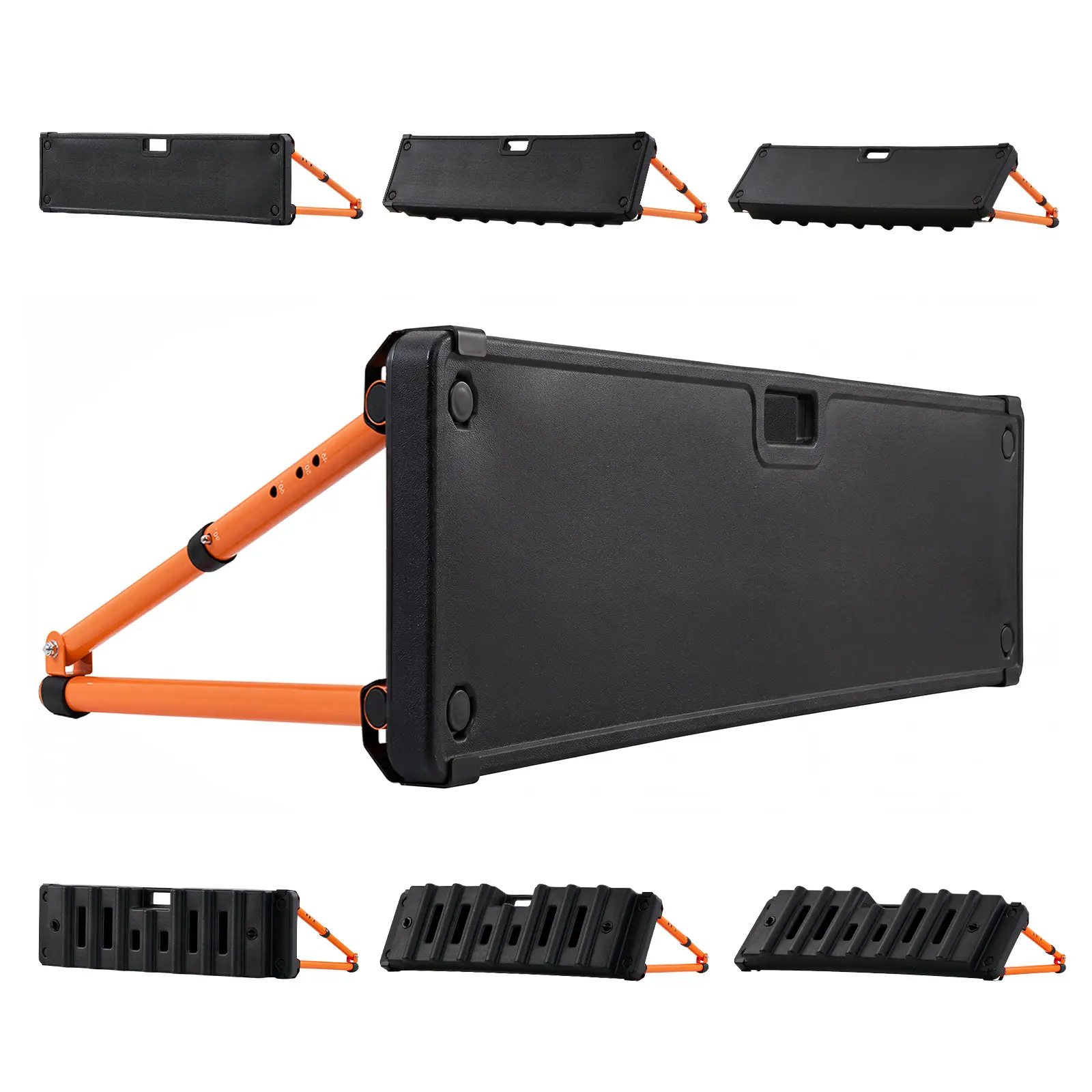 VEVOR Soccer Rebounder Board, 37.4 x 9.8 in Dual-Sided Soccer Rebound Wall, 4 Adjustable Angles, Portable Water-Fillable PE Kickback Trainer, Ground Stakes for Kids Adults, Passing & Shooting Practice