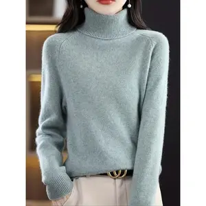 New Women's Mock Neck Sweater, Loose Knit Pullover, Warm Inner Layer Top, Casual Fashion for Fall & Winter, Ladies Clothing