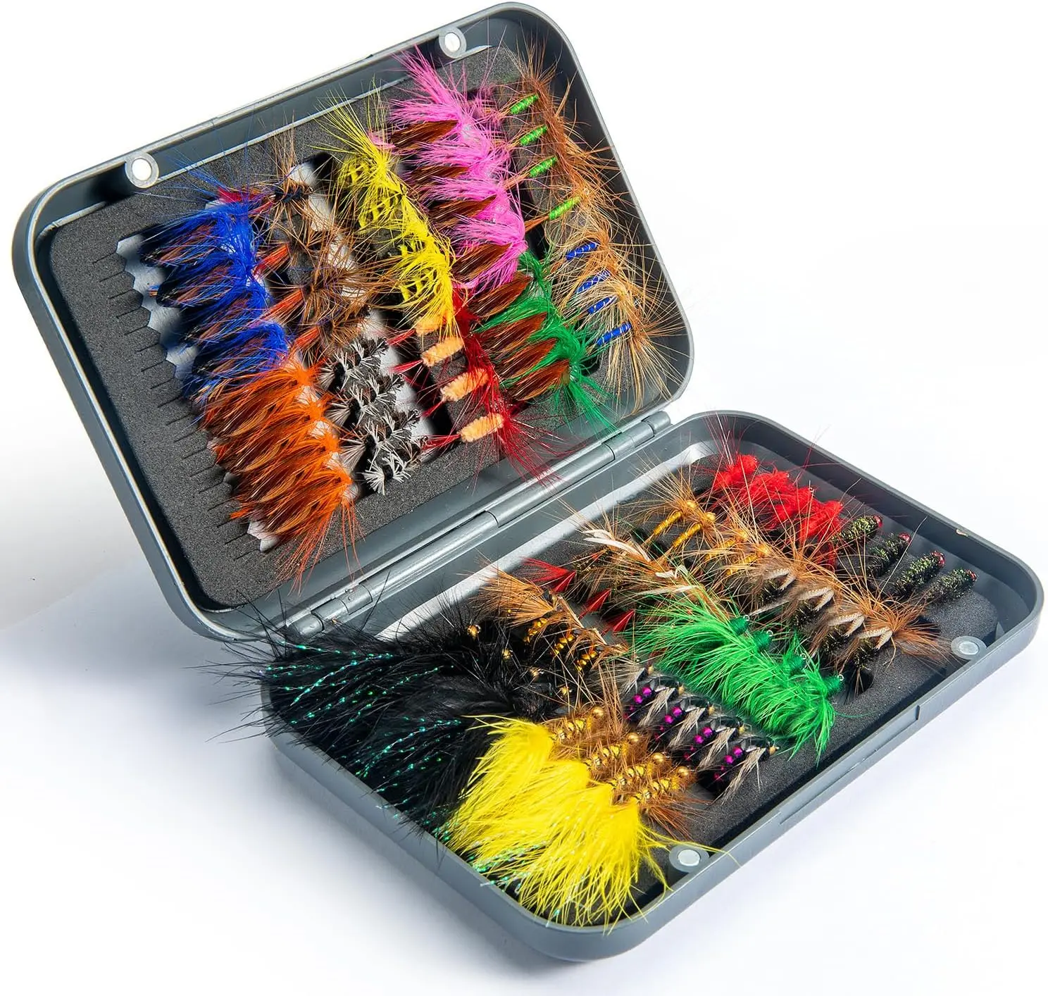 80 count  3rd Gen Fly Fishing Flies Kit - Hand-Tied Dry Flies for Trout, Bass, Salmon, Panfish - Delicate Lifelike Shapes, Lures for Freshwater Fly Fishing in Rivers & Lakes
