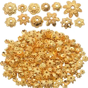 BronaGrand 100 Gram(About 250-350pcs) Bead Caps Metal Spacers Jewelry Findings Accessories for Bracelet Necklace Jewelry Making,Gold