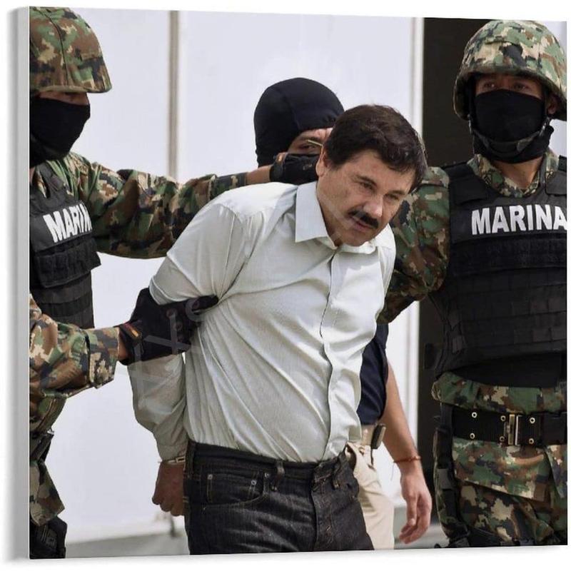 UMATR El Chapo Guzman Mob Mexican Drug Lord Arrested Scene Art Poster (2) Canvas Painting Posters and Prints Wall Art Pictures for Living Room Bedroom Decor 8x8inch(20x20cm) Unframe-Style