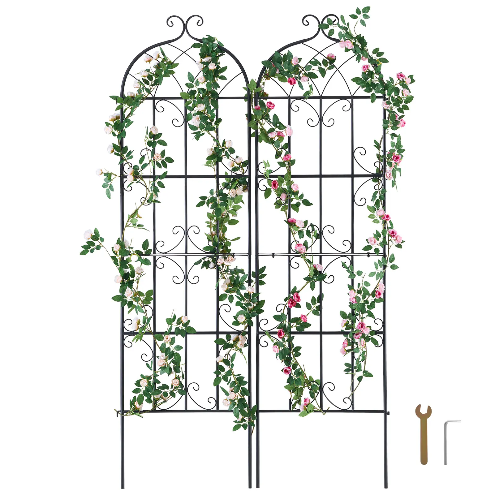 【summerfinds】VEVOR Garden Trellis for Climbing Plants, 71 x 20 in, 2 Packs Rustproof Metal Garden Flower Trellis, Outdoor Climbing Rose Trellis Cucumbers Support, Decorative Clematis Trellis for Courtyards Lawns, Decoration, Vertical Garden Flowers
