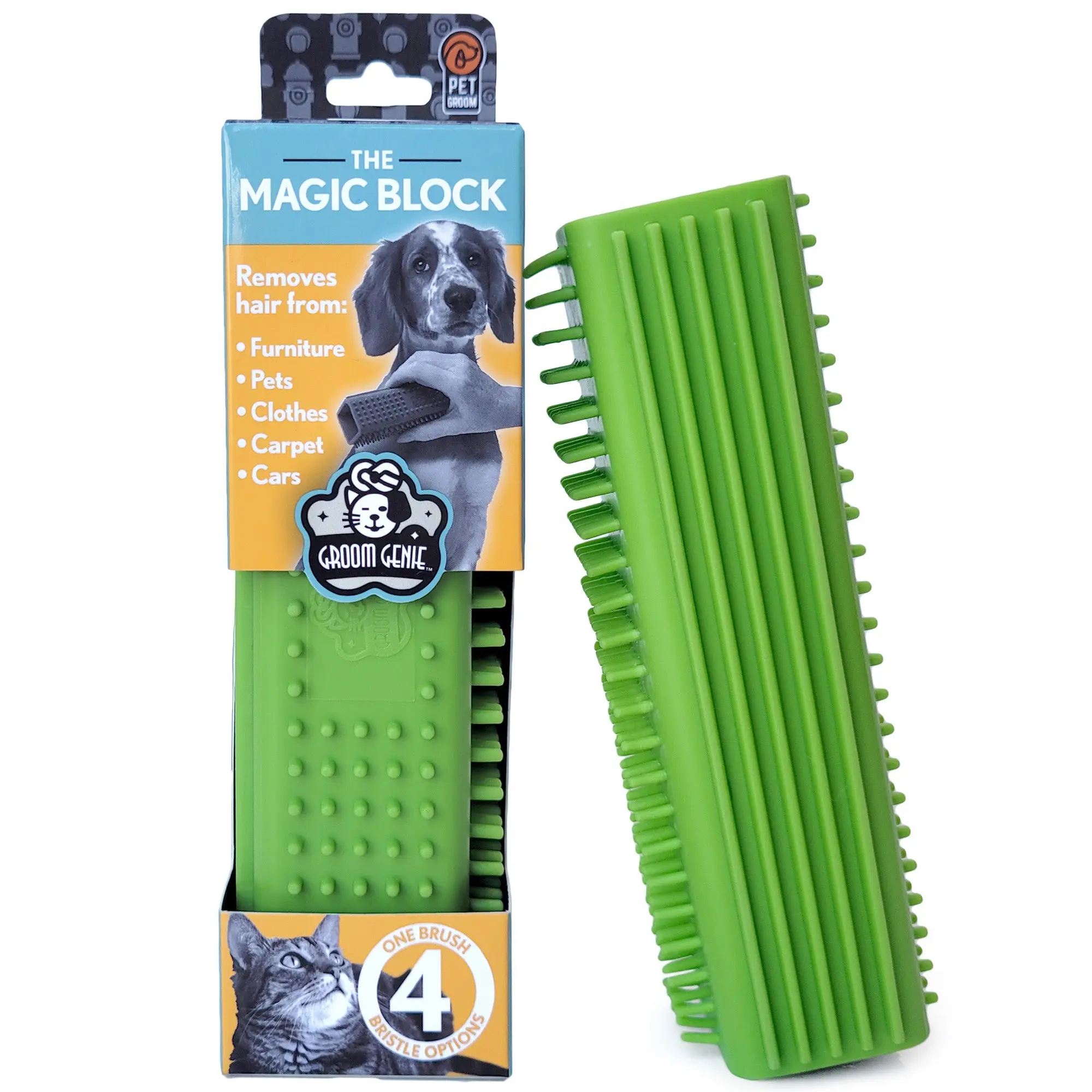 Groom Genie Magic Pet Hair Remover Block | Reusable Fur Remover for Clothes, Furniture & Carpet | Easy Pet Hair Cleanup