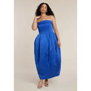 ELOQUII Women's Plus Size Strapless Pleated Bubble Dress