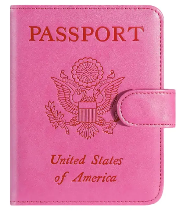 Passport Holder Cover Wallet RFID Blocking Leather Card Case Travel Accessories for Women Men (Pink)