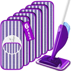 Household daily necessities 6 Pack Reusable Mop Pads for Swiffer WetJet Spray Mop, Wet Pads Refill Machine Washable Wet Dry Dual Use for Hardwood, Vinyl, Marble, Stone and Glass